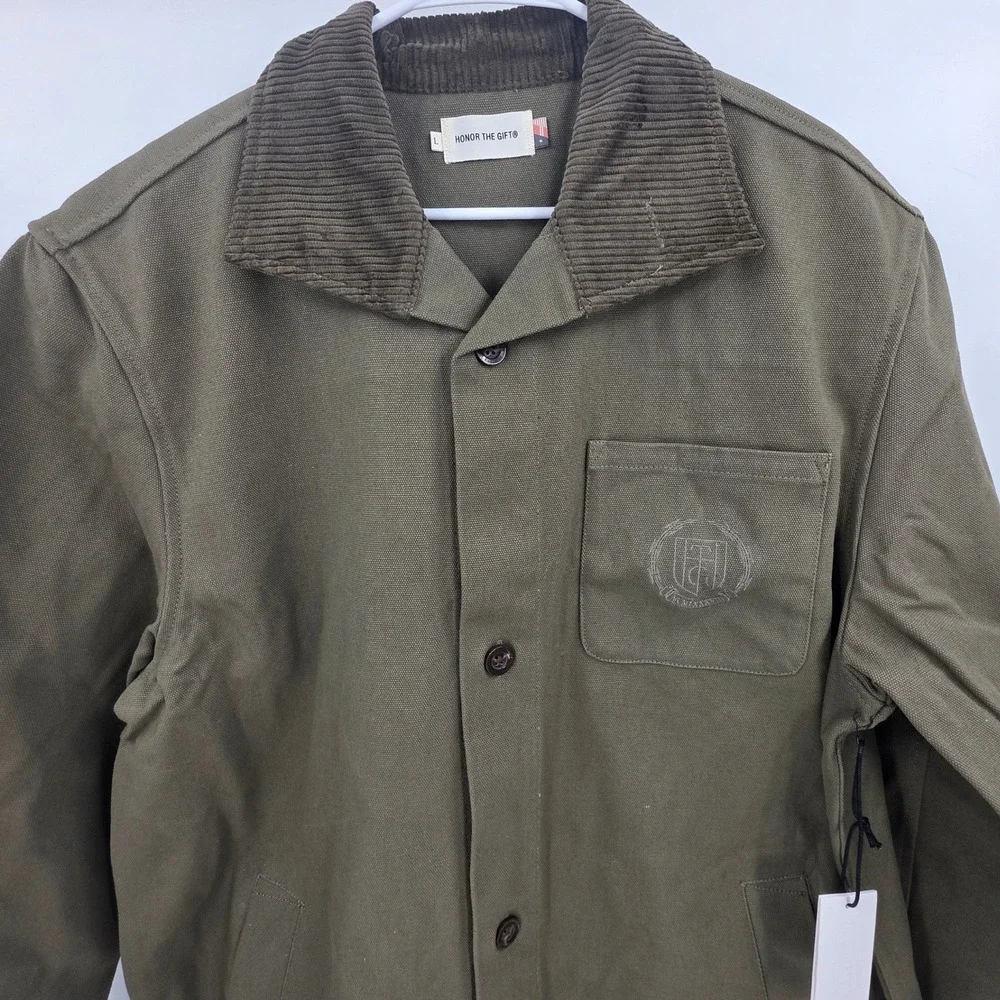 HONOR THE GIFT TRENCH COAT MENS LARGE ARMY GREEN OLIVE CANVAS CHORE STREETWEAR